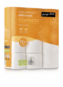 Papel Higiénico Compacto 2 Folhas 12=24 Rolos