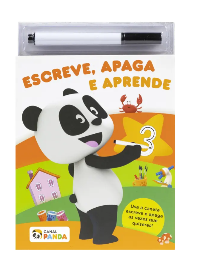 Livro Escreve, Apaga e Aprende - Canal Panda