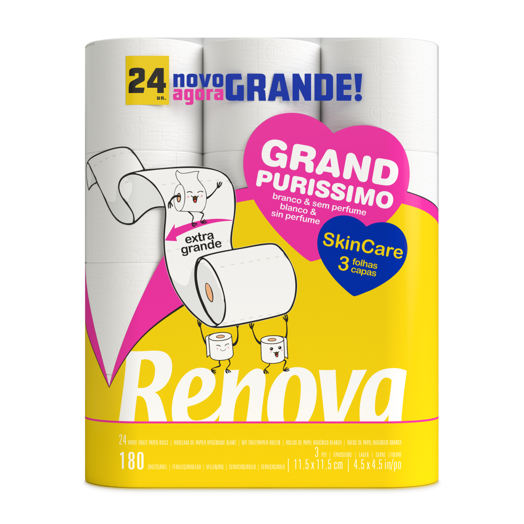 Papel higiénico Renova Grand Puríssimo, 24 rolos