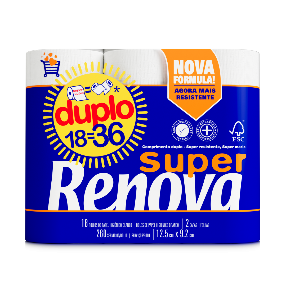 Papel Higiénico Super 2 Folhas 18=36 Rolos