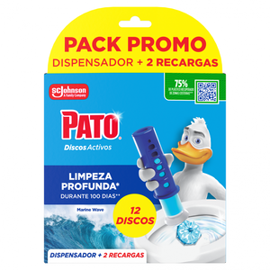Bloco Sanitário Discos Marinho Dispensador + 2 Recargas
