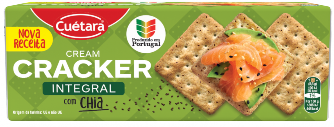 Cuétara Bolachas Cream Cracker Integrais com Chia, 200g