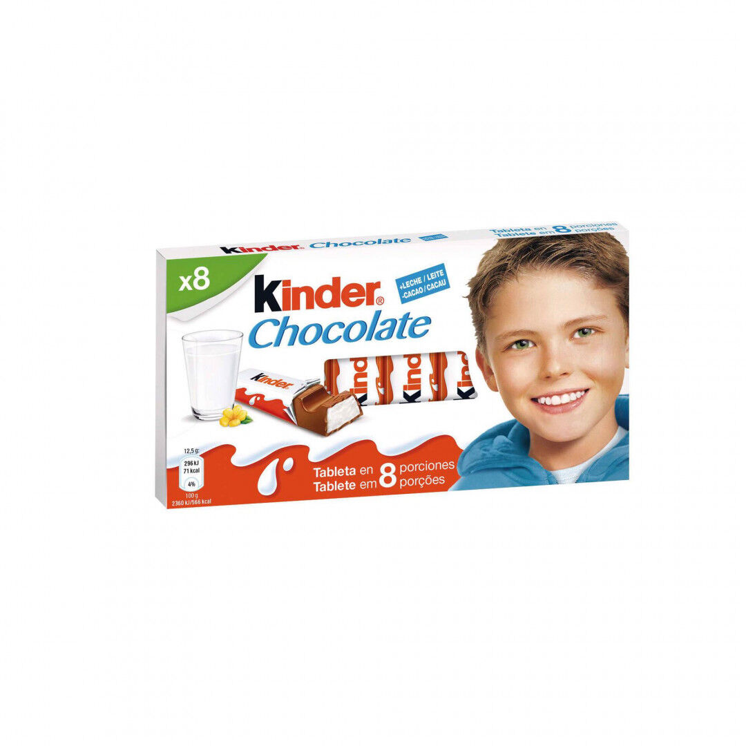 Kinder Chocolate, 100g, Pack de 8 Barrinhas de Chocolate de Leite