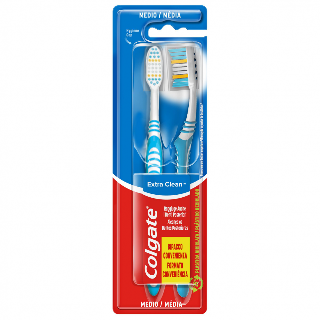 Escovas de Dentes Extra Clean Médias Pack 2
