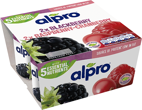 Alpro Yofu de Soja Framboesa e Amora, Pack 4, 125g