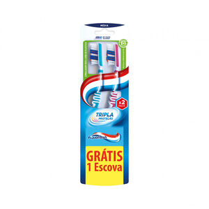 Escovas de Dentes Tripla Proteção Médias 1+1 Grátis