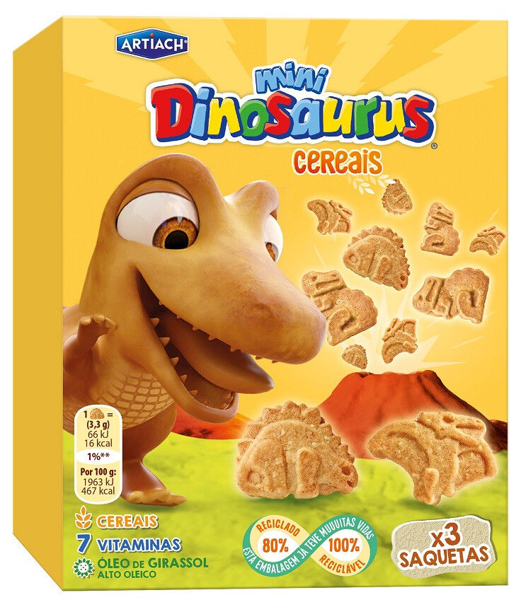 Bolachas Mini com Cereais Dinosaurus Pack 3
