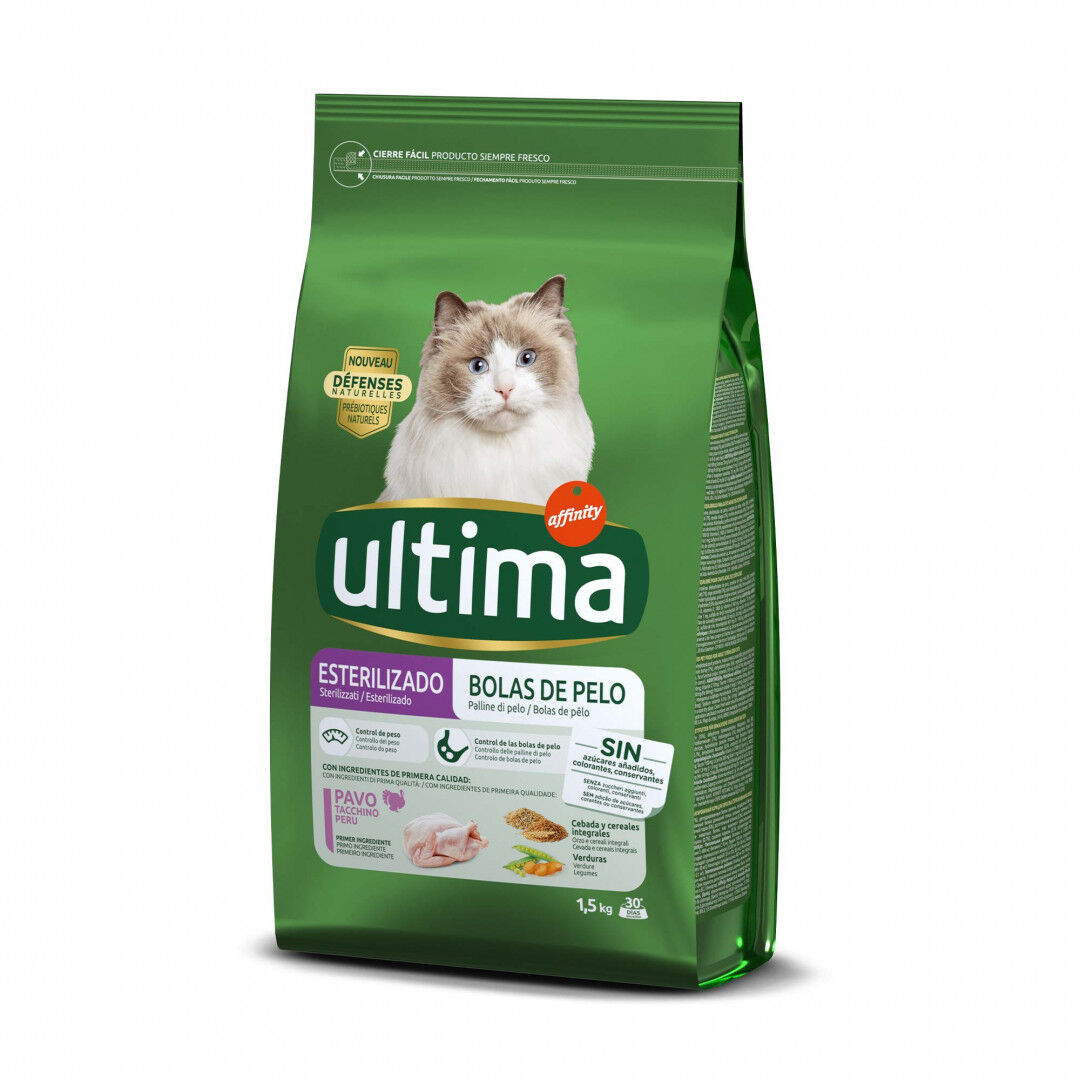Comida Seca para Gato Esterilizado Bolas de Pêlo com Peru