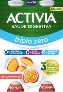 Iogurte Líquido Bífidus Triplo 0% Pêssego e Maracujá sem Lactose Pack 4
