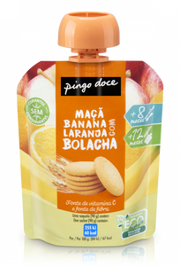 Bolsa de Fruta Maçã, Banana e Laranja com Bolacha