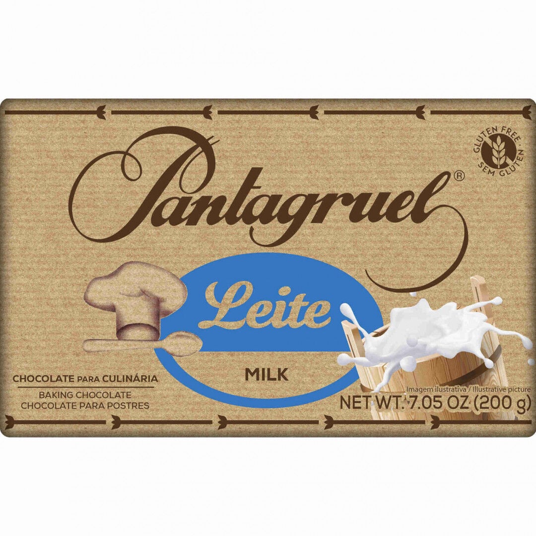 Pantagruel Tablete de Chocolate de Leite para Culinária, 200g, Sem Glúten
