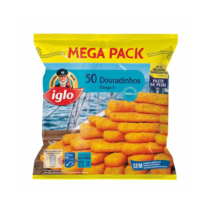 Capitão Iglo Douradinhos de Peixe Congelados com Ómega-3, 1,4 kg (50 unidades)