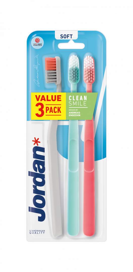 Jordan Clean Smile Soft Escova de Dentes, Pack 3 Unidades