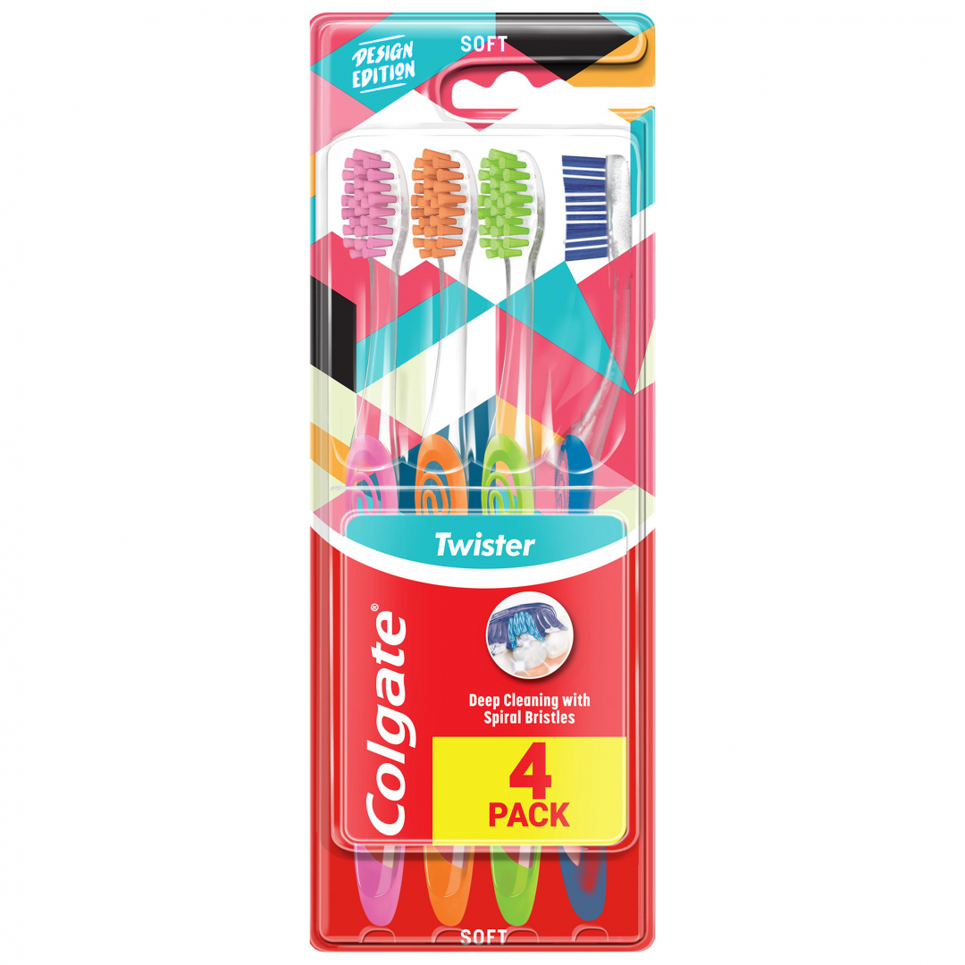 Escovas de Dentes Suaves Twister Pack 4