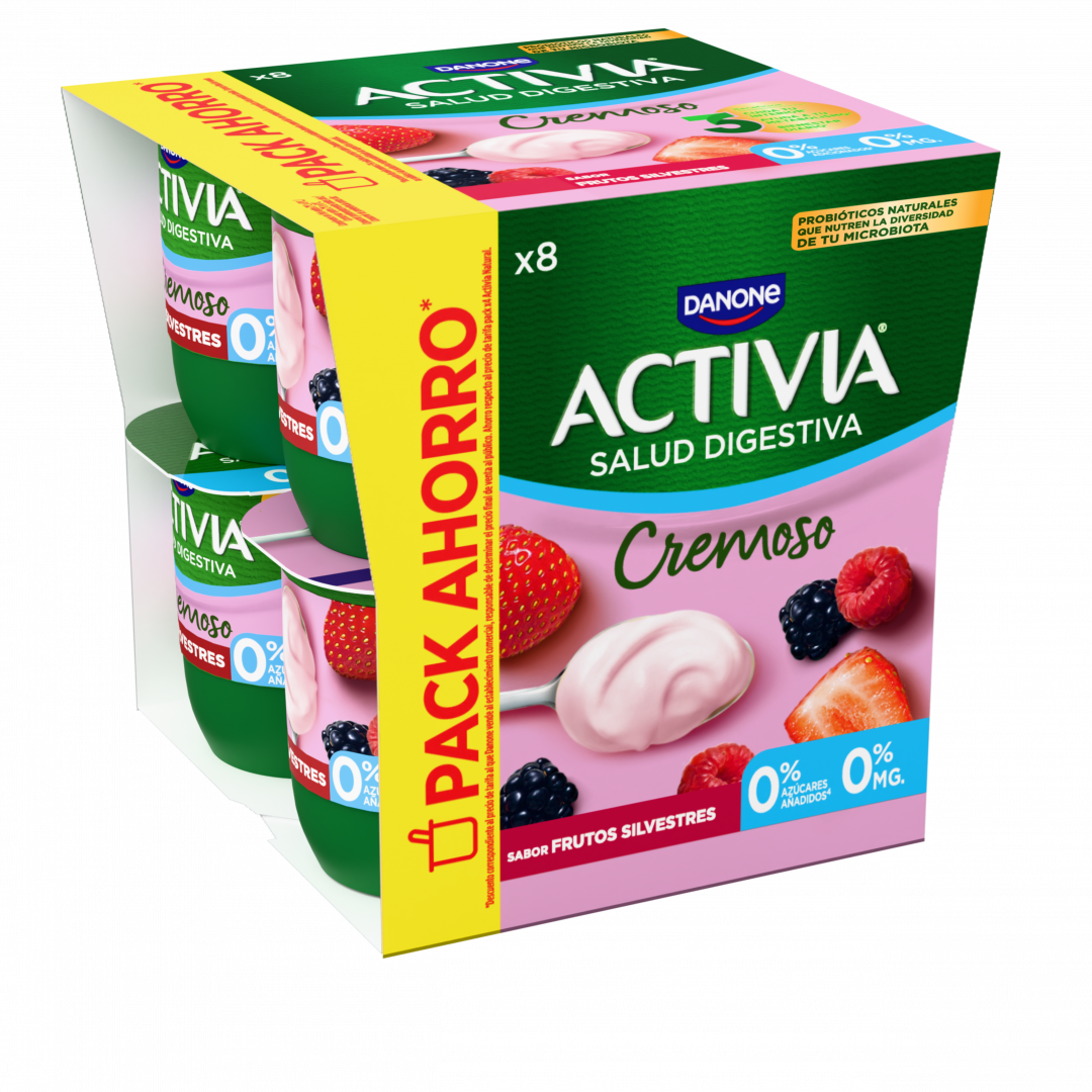 Activia Danone Iogurte Bífidus Cremoso 0% Frutos Silvestres, 960g (8 unidades)