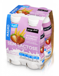 Iogurte Líquido sem Lactose Morango e Cereais 0% Pack 4