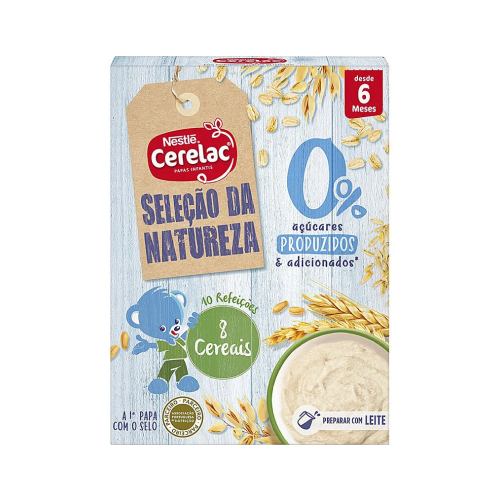 Papa Infantil Não Láctea 8 Cereais Sem Açúcar Seleção da Natureza