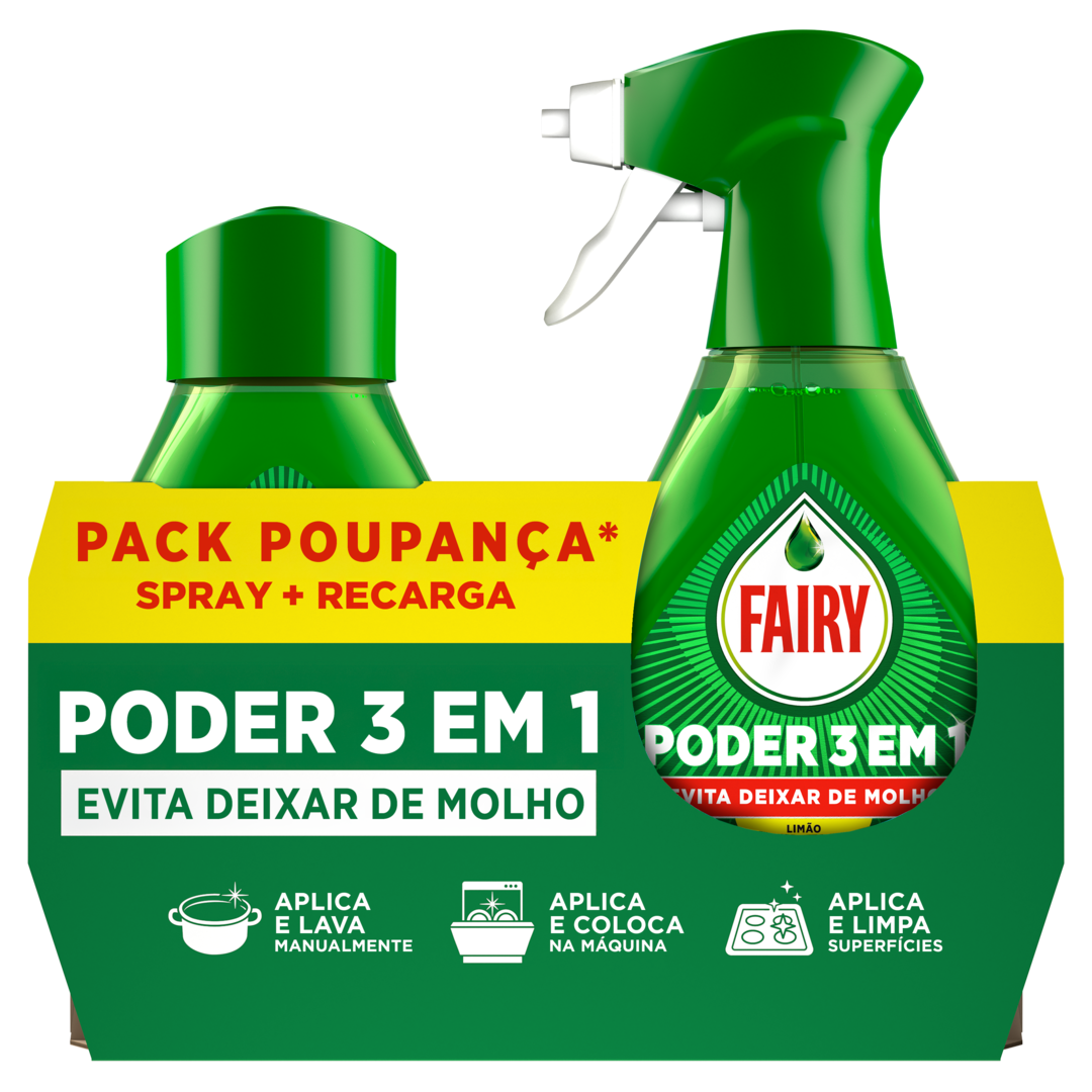 Detergente Loiça Manual Spray + Recarga Fairy