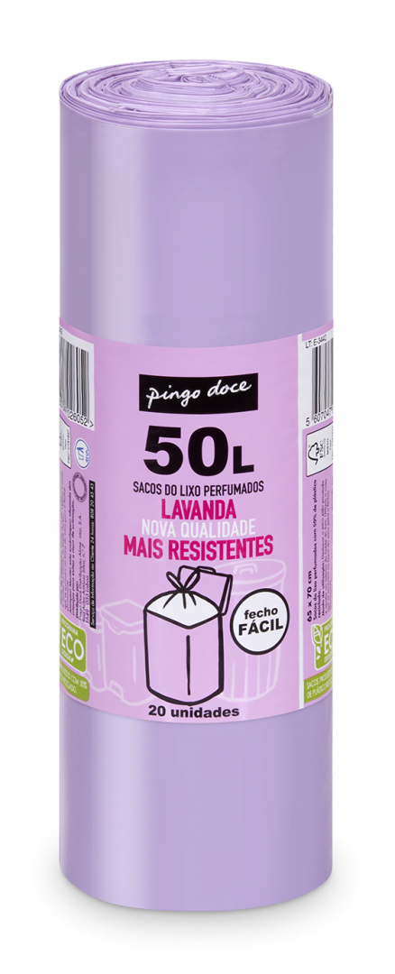 Sacos do Lixo Lavanda Fecho Fácil 50L