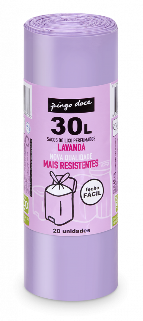 Sacos do Lixo Lavanda Fecho Fácil 30L