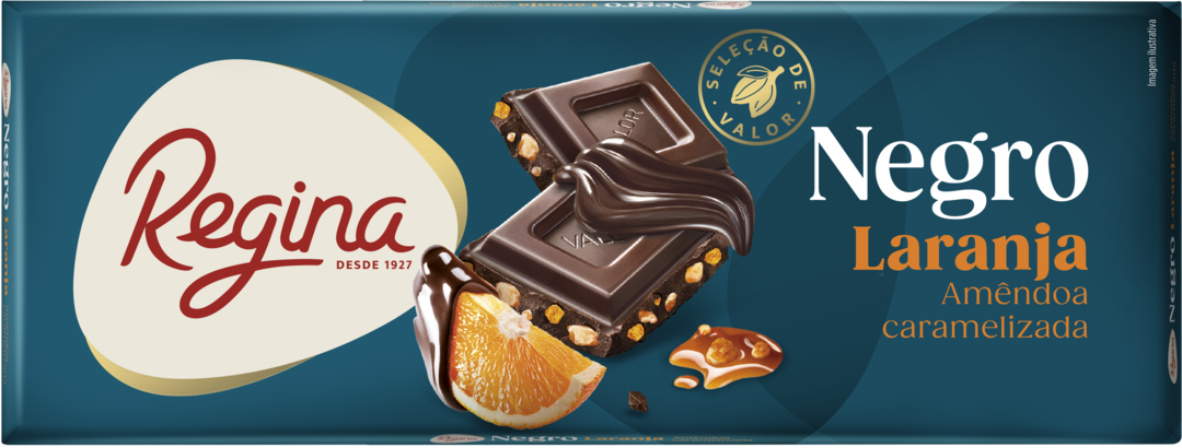 Tablete De Chocolate Negro Com Laranja E Amêndoa Caramelizada Regina 170 g