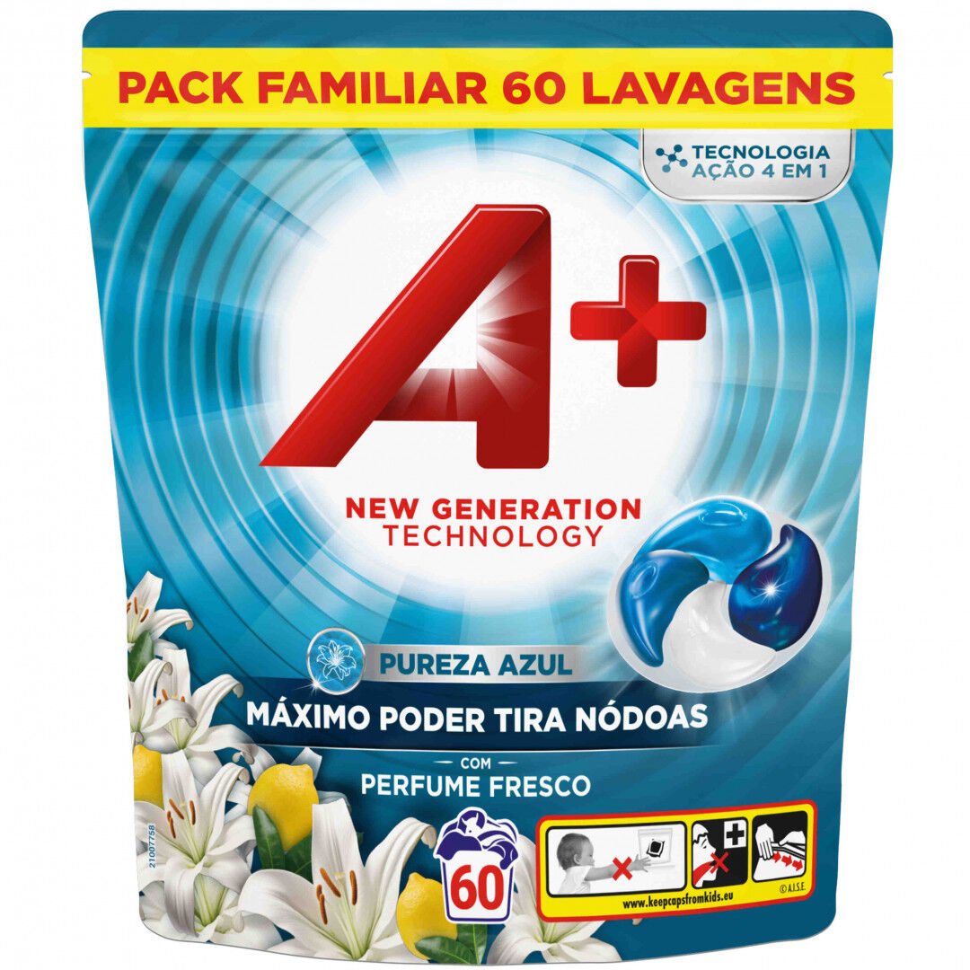 Detergente Máquina Roupa Cápsulas Pureza Azul A+