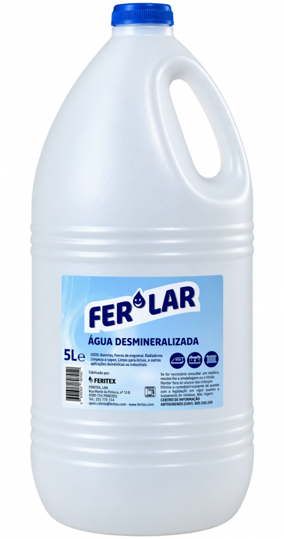 Água Destilada Desmineralizada Feritex 5 L