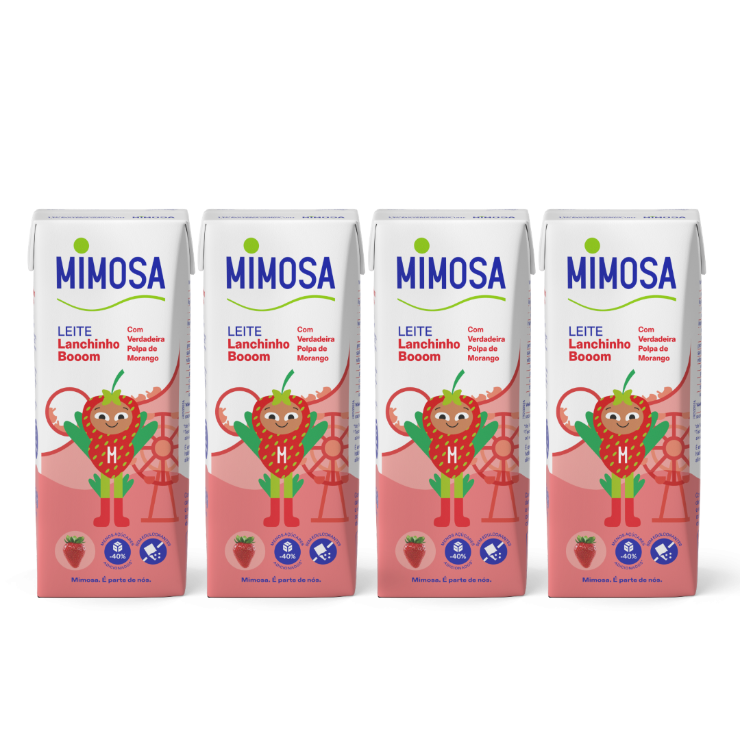 Leite Aromatizado com Morango Pack 4 Mimosa