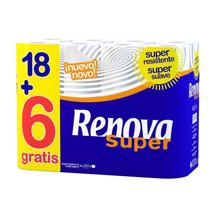Papel Higiénico Super 2 Folhas 18+6 Rolos