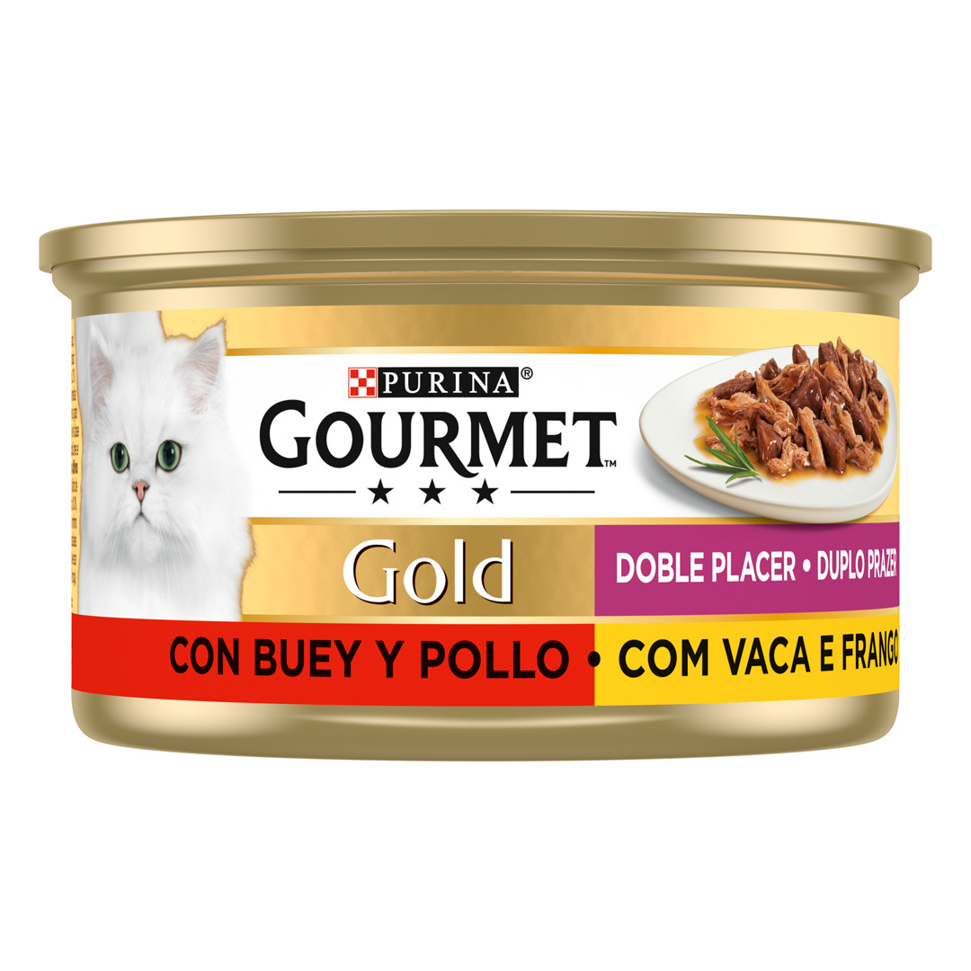 Comida Húmida para Gato Gold Duplo Prazer com Vaca e Frango
