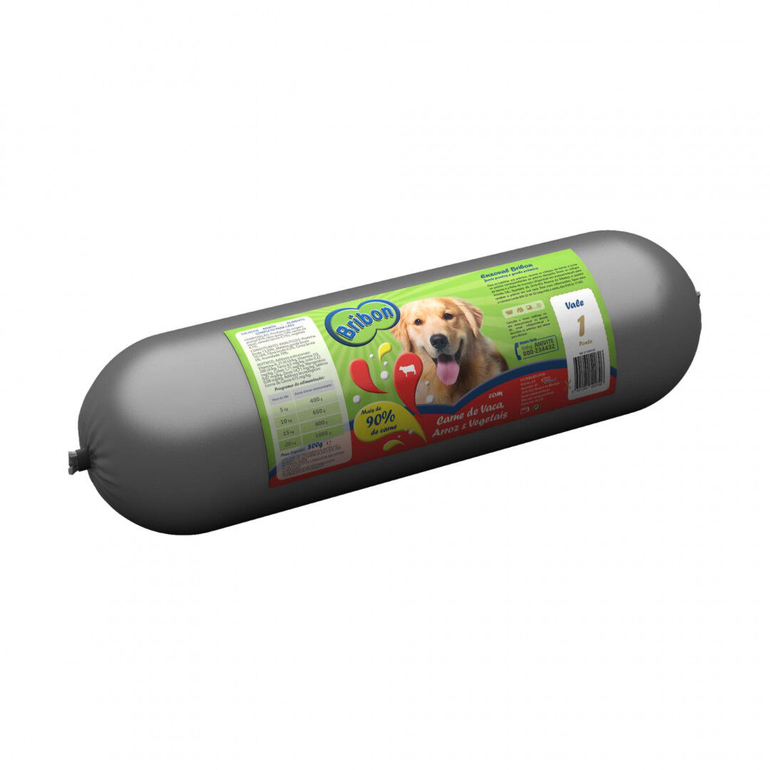 Comida Húmida Para Cão Salsicha De Vaca Bribon 800 g
