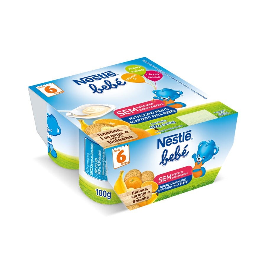 Iogurte Bebé Nestlé Banana, Laranja e Bolacha Pack 4