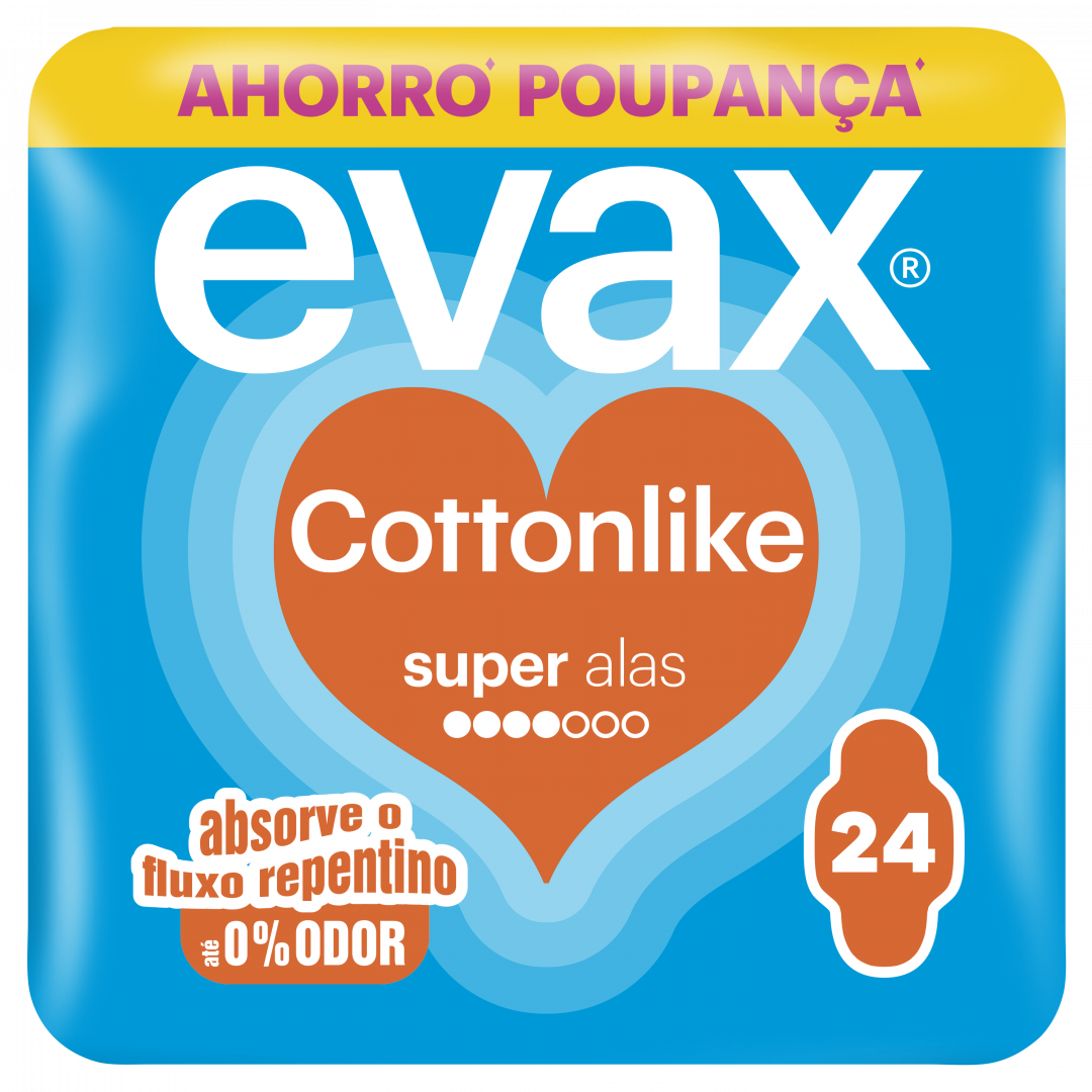 Pensos Higiénicos Cottonlike Super Com Abas Evax 24 un