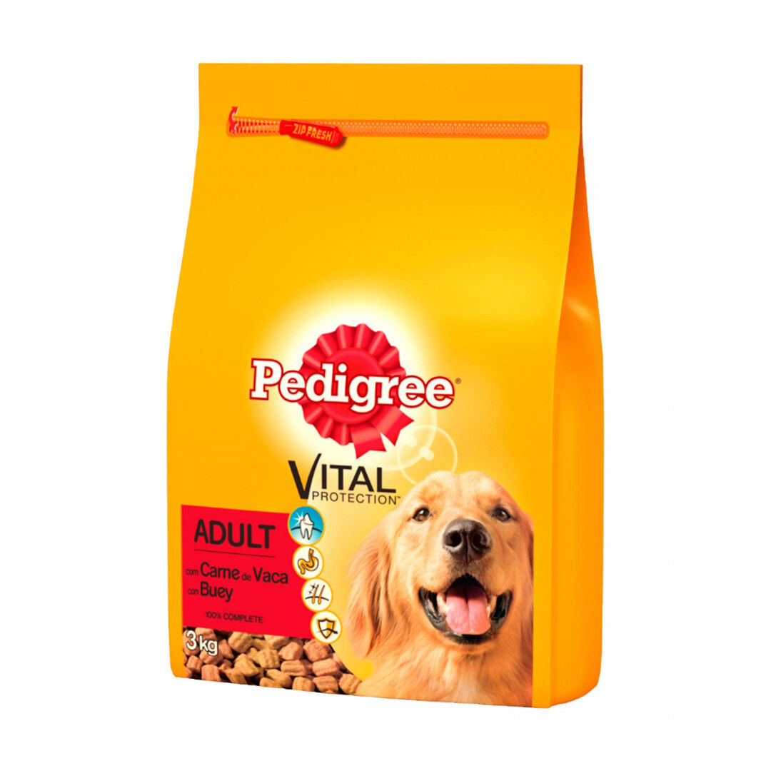 Comida Seca Para Cão Adulto Com Vaca Pedigree 3 kg