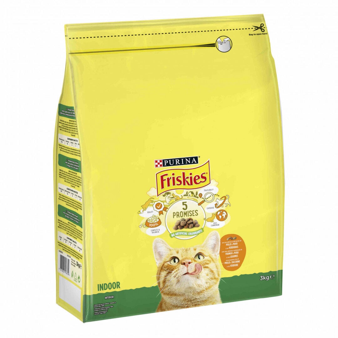 Comida Seca Para Gato De Interior Com Frango E Peru Purina Friskies 3 kg