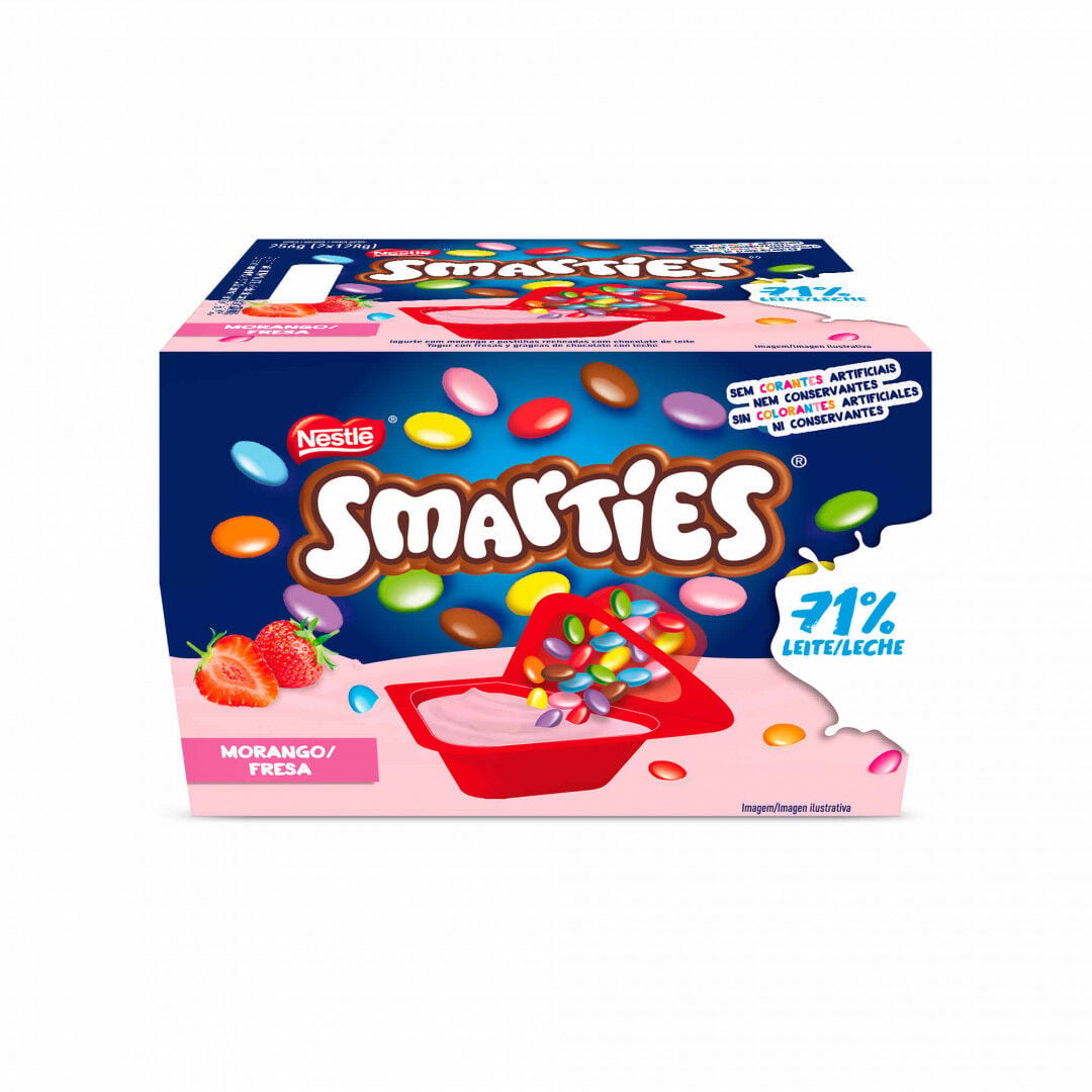 Iogurte Mix-In Smarties Morango Pack 2 Nestlé 256 g