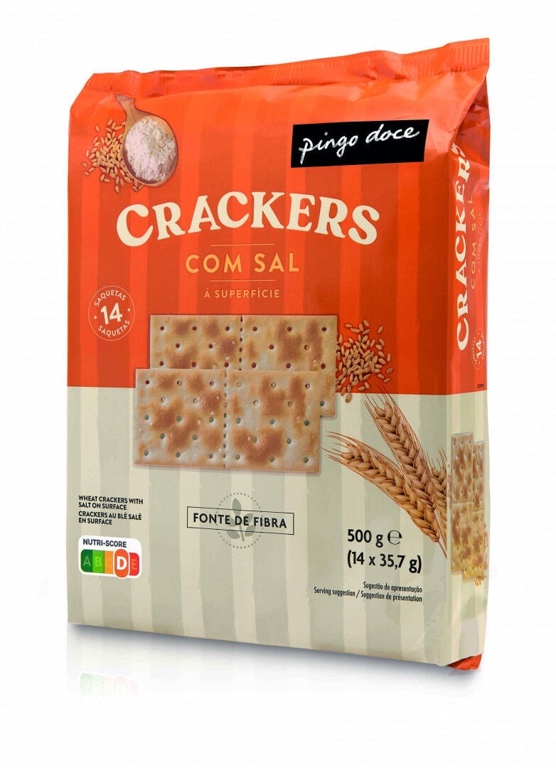 Bolachas Crackers com Sal na Superfície