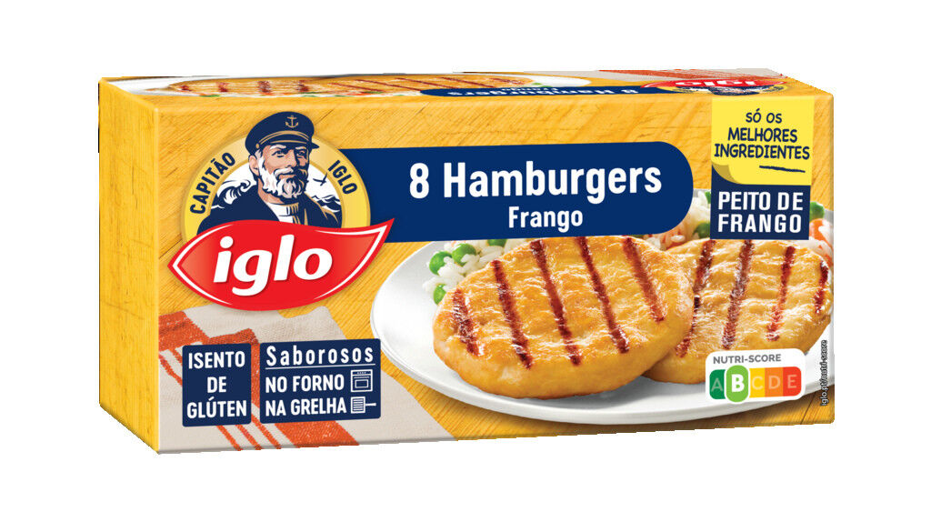 Hambúrgueres de Frango sem Glúten Congelados Capitão Iglo