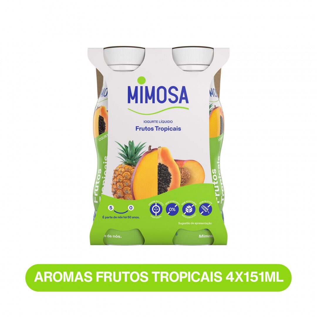 Iogurte Líquido Frutos Tropicais Pack 4 Mimosa 604 ml