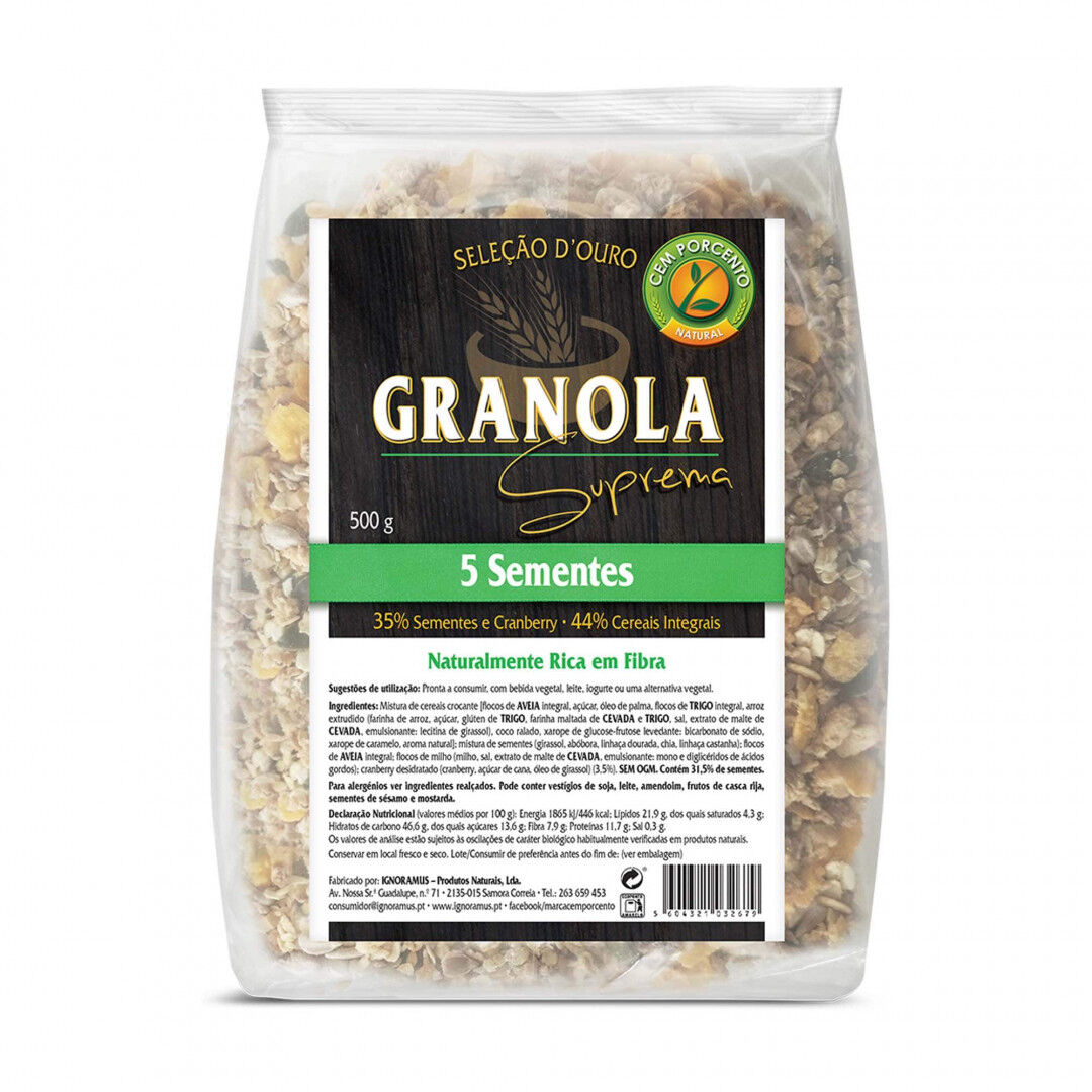 Granola Suprema 5 Sementes Cem Porcento 500 g