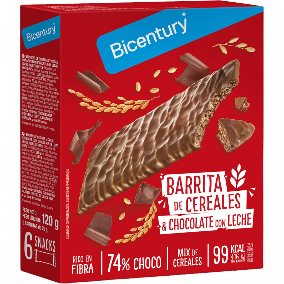 Barras de Chocolate de Leite e Cereais