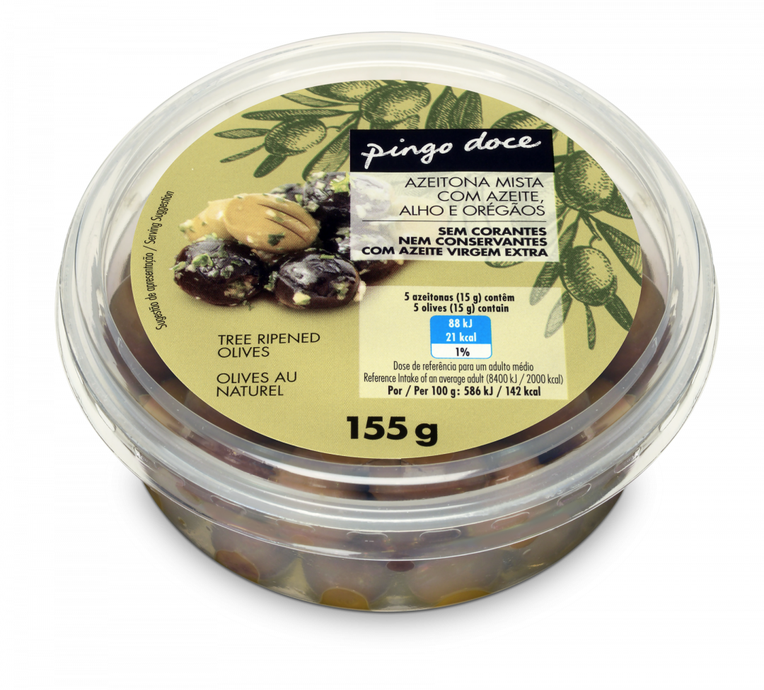 Azeitonas Mistas Azeite Alho e Oregãos Pingo Doce