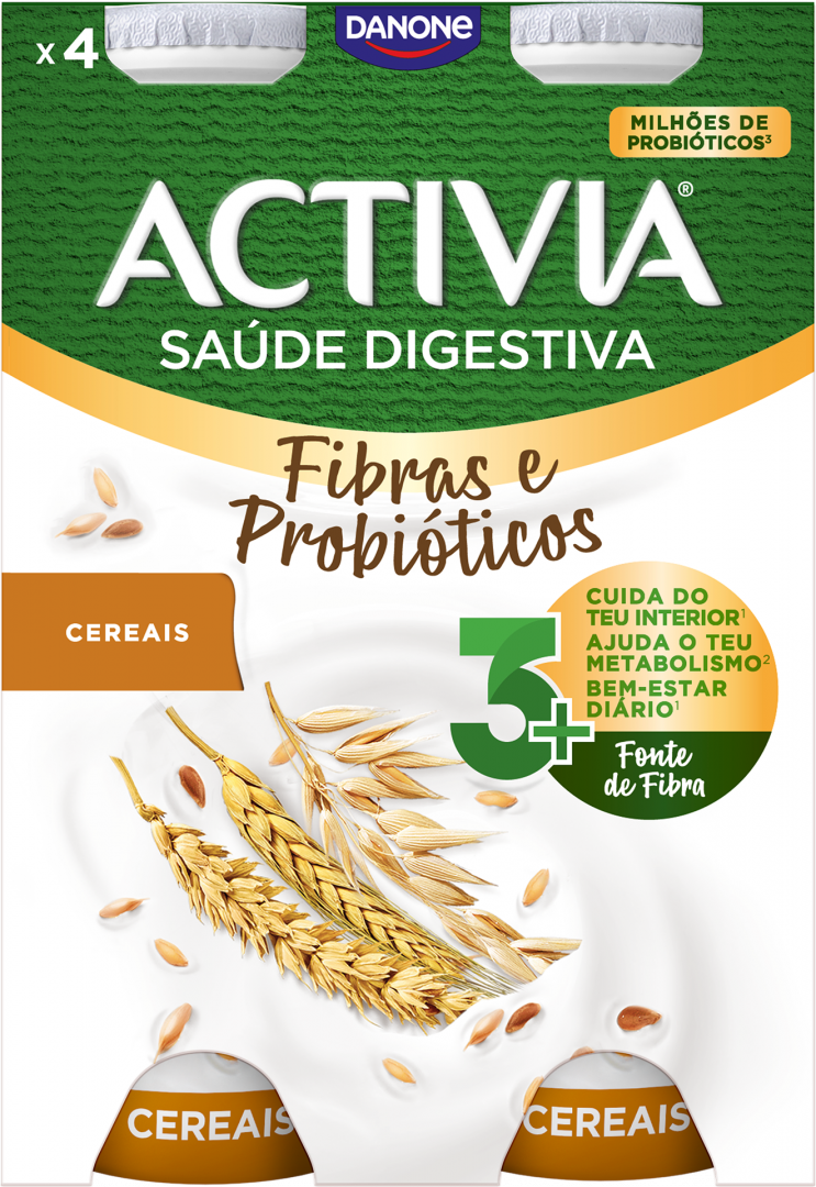 Iogurte Líquido Bífidus Cereais Integrais Pack 4 Activia Danone 620 g