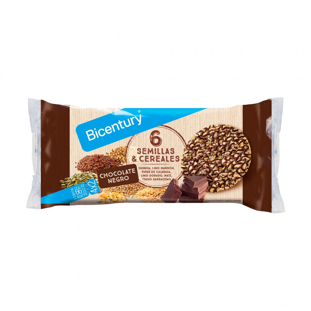 Tortitas de Chocolate Preto com 6 Sementes e Cereais