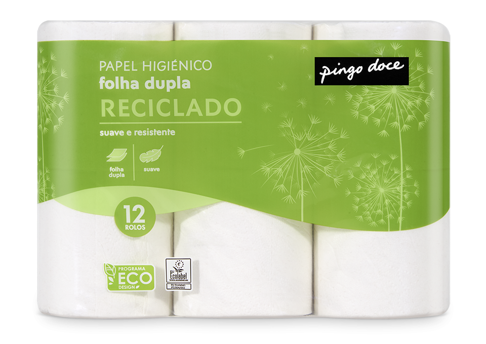 Papel Higiénico Reciclado 2 Folhas 12 Rolos