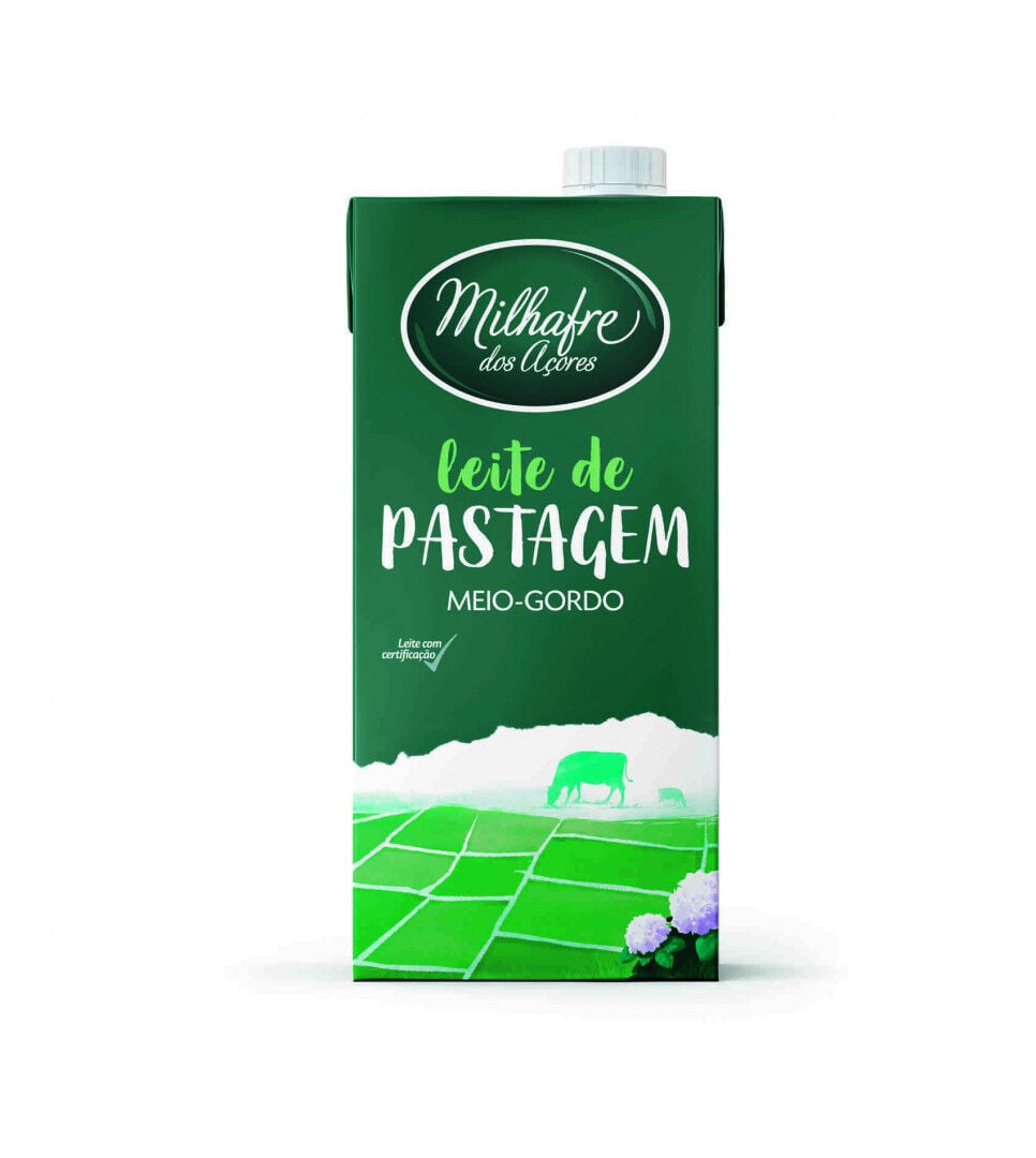 Leite UHT Meio Gordo Pastagem Açores Milhafre