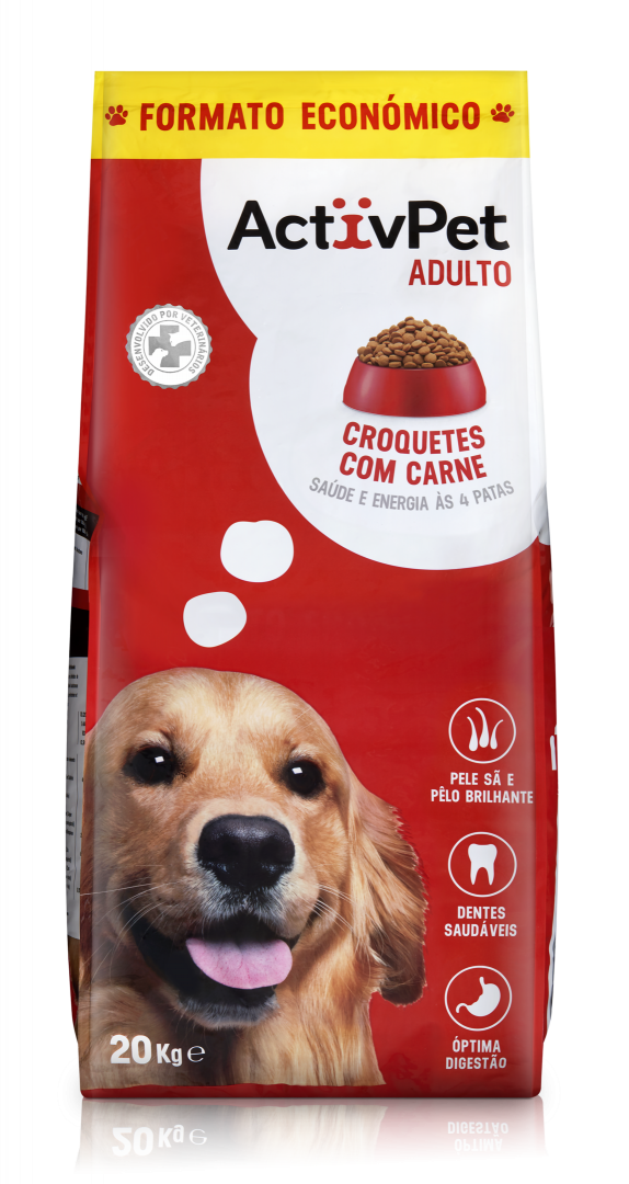 Comida Seca Para Cão Adulto Croquetes Com Carne Activpet 20 kg