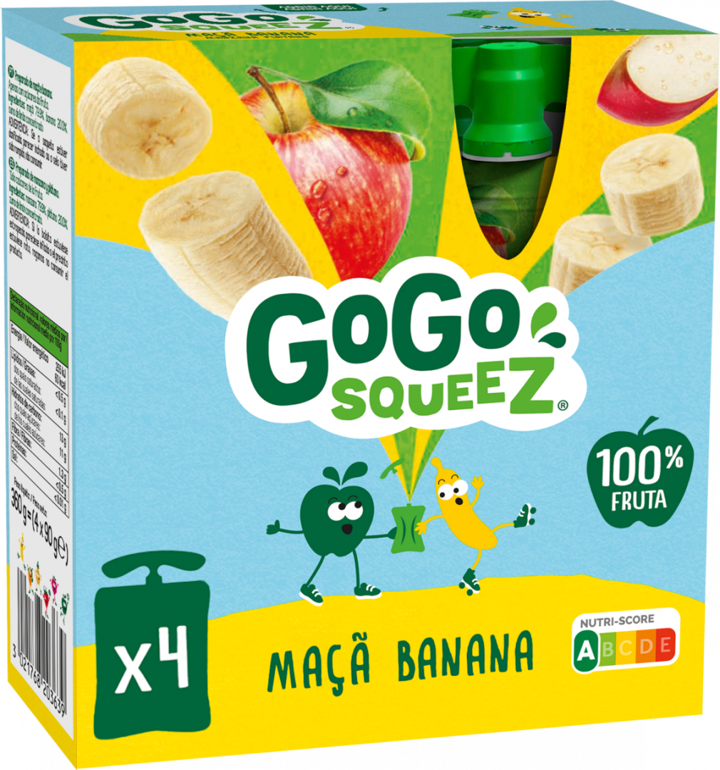 Bolsas De Fruta Maçã E Banana Pack 4 Gogo Squeez 360 g