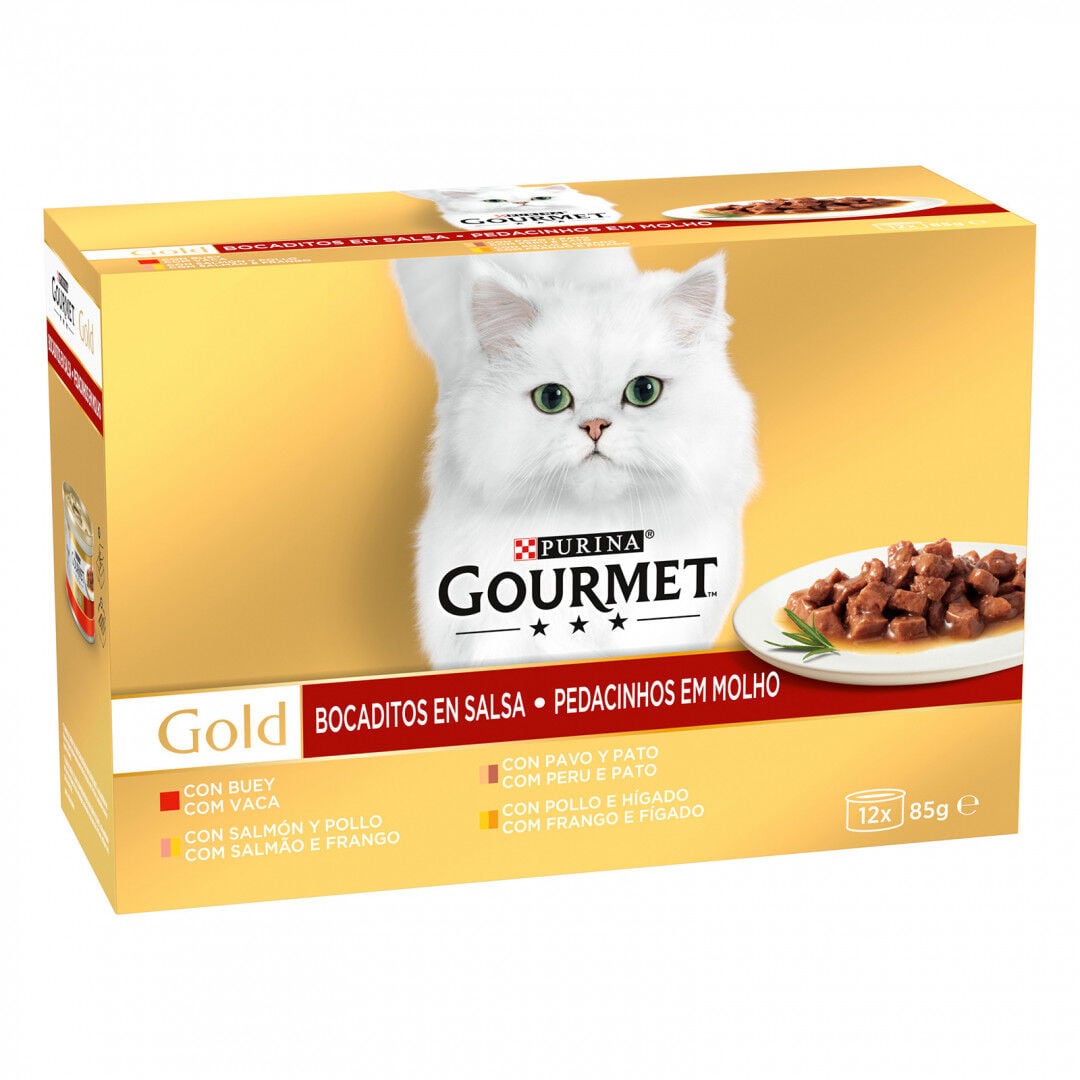 Comida Húmida Para Gato Gold Pedaços Em Molho Purina Gourmet 1,02 kg