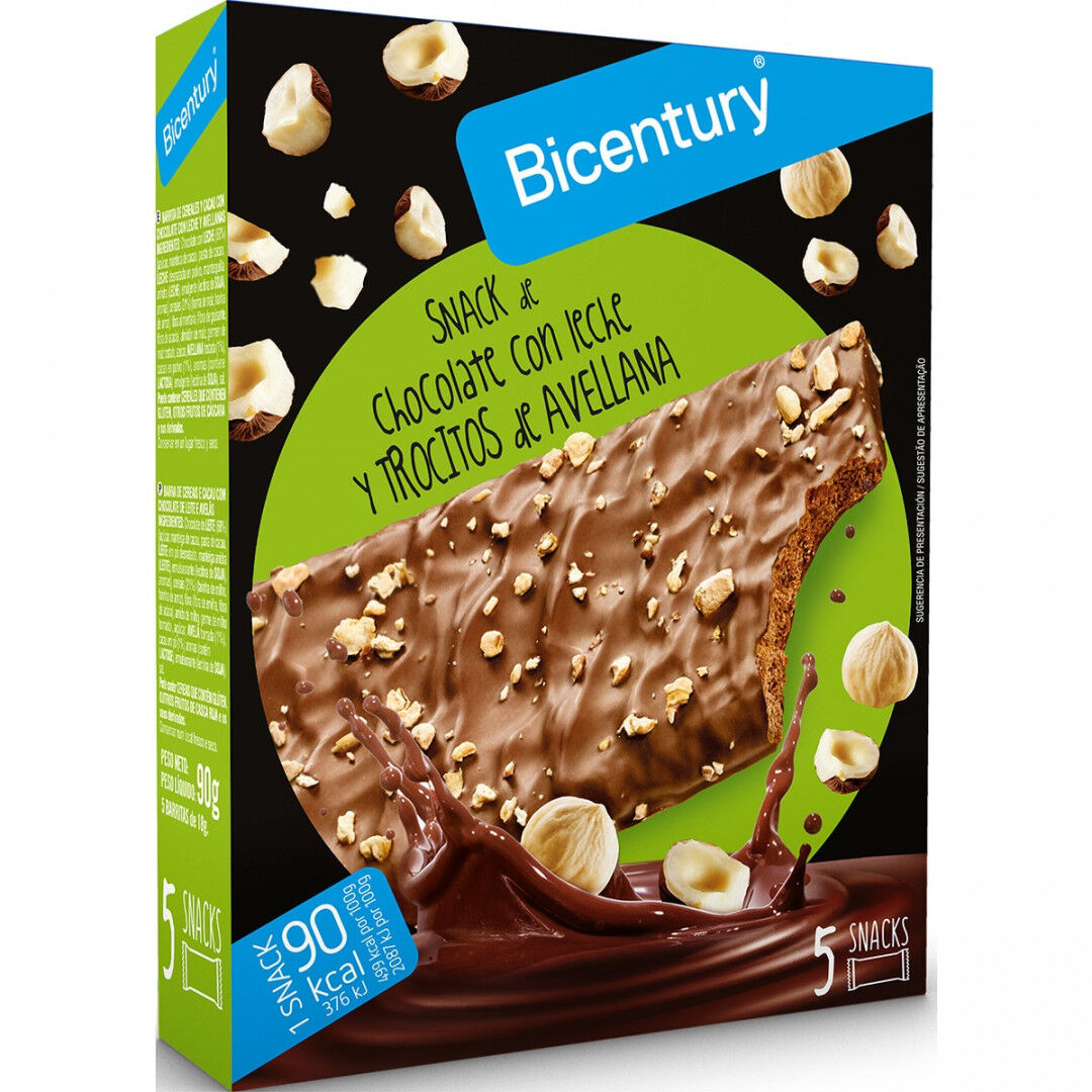 Barras de Chocolate de Leite com pedaços de Aveia Bicentury